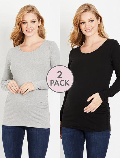 Motherhood Maternity Women'S Bumpstart 2 Pack Long Sleeve Tee Shirts Apparel & Accessories > Clothing > Activewear Kylie Max   
