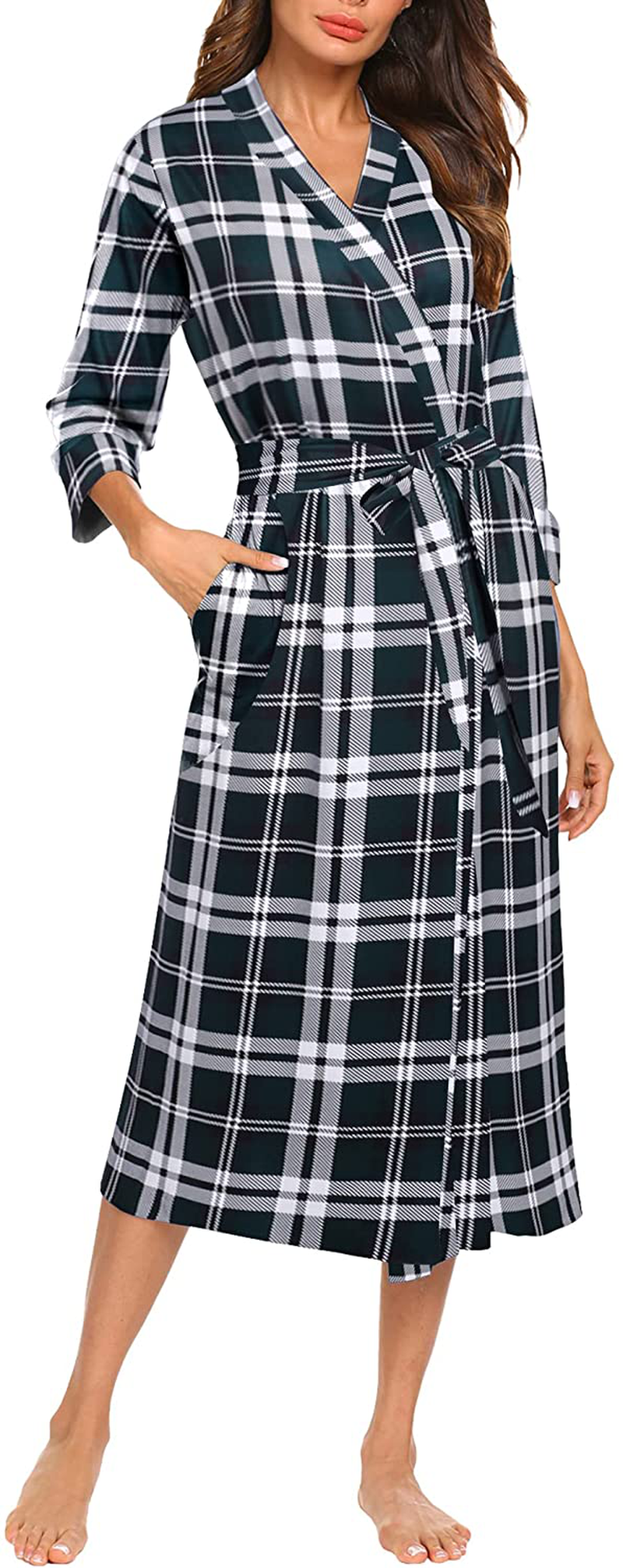 MAXMODA Women Kimono Robes Long Knit Bathrobe Soft Robe Casual Ladies Loungewear S-3XL Apparel & Accessories > Clothing > Sleepwear & Loungewear > Robes MAXMODA   