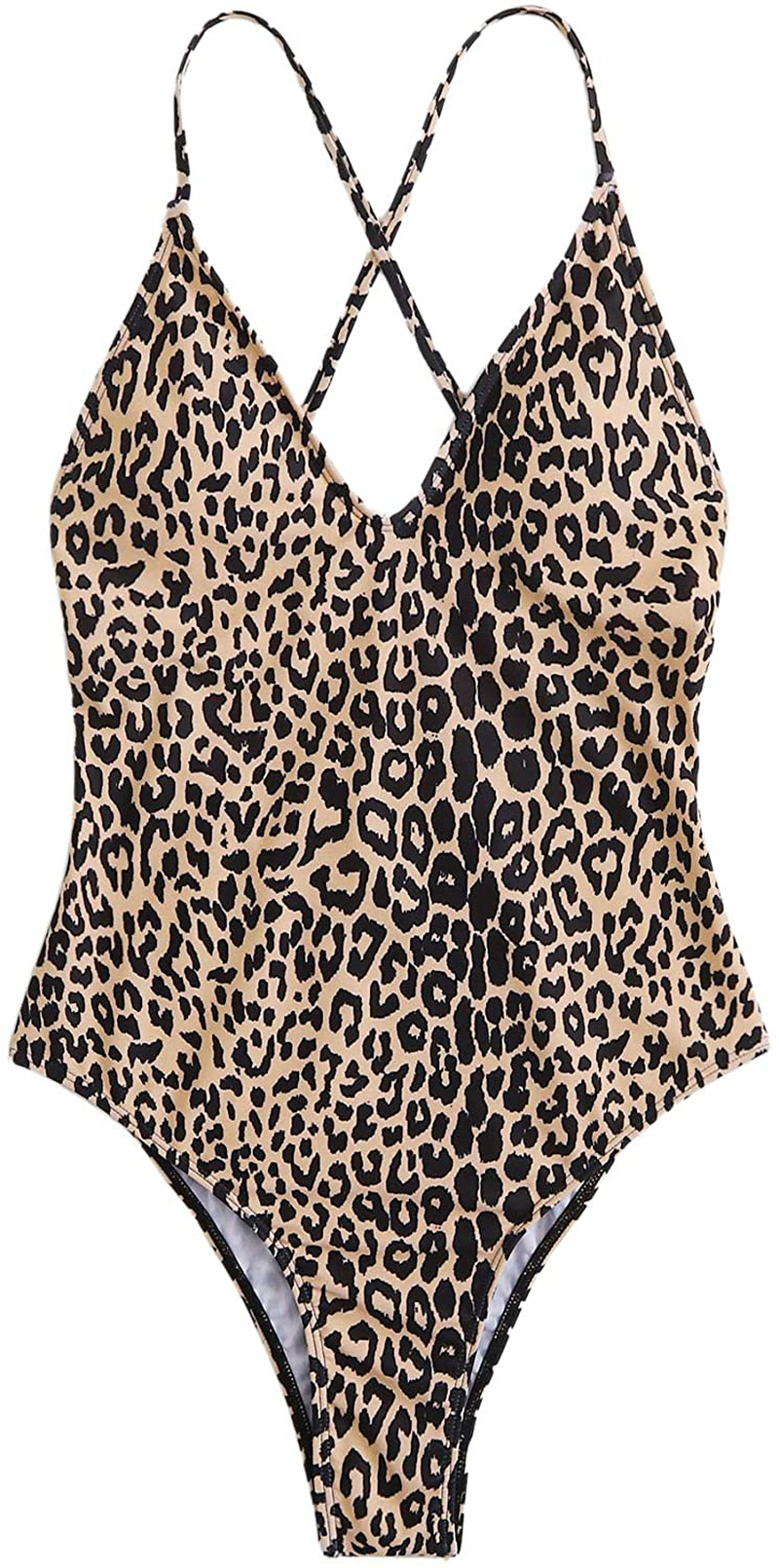 SOLY HUX Women'S Plunge Neck Cross Back High Cut One Piece Bathing Suits Swimsuit Apparel & Accessories > Clothing > Swimwear Kylie Max   
