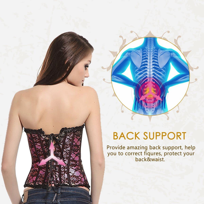Loboo Idea Women'S Lace up Boned Overbust Corset Bustier Bodyshaper Top, Trim Corset Overbust Waist Cincher Bustier Top Apparel & Accessories > Clothing > Underwear & Socks > Lingerie Loboo Idea   