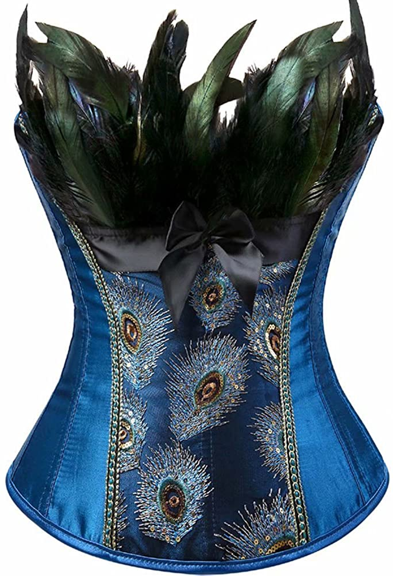 Corset Top Bustier Women'S Overbust Satin Floral Lace up Trim plus Size Bodyshaper Apparel & Accessories > Clothing > Underwear & Socks > Lingerie jutrisujo   