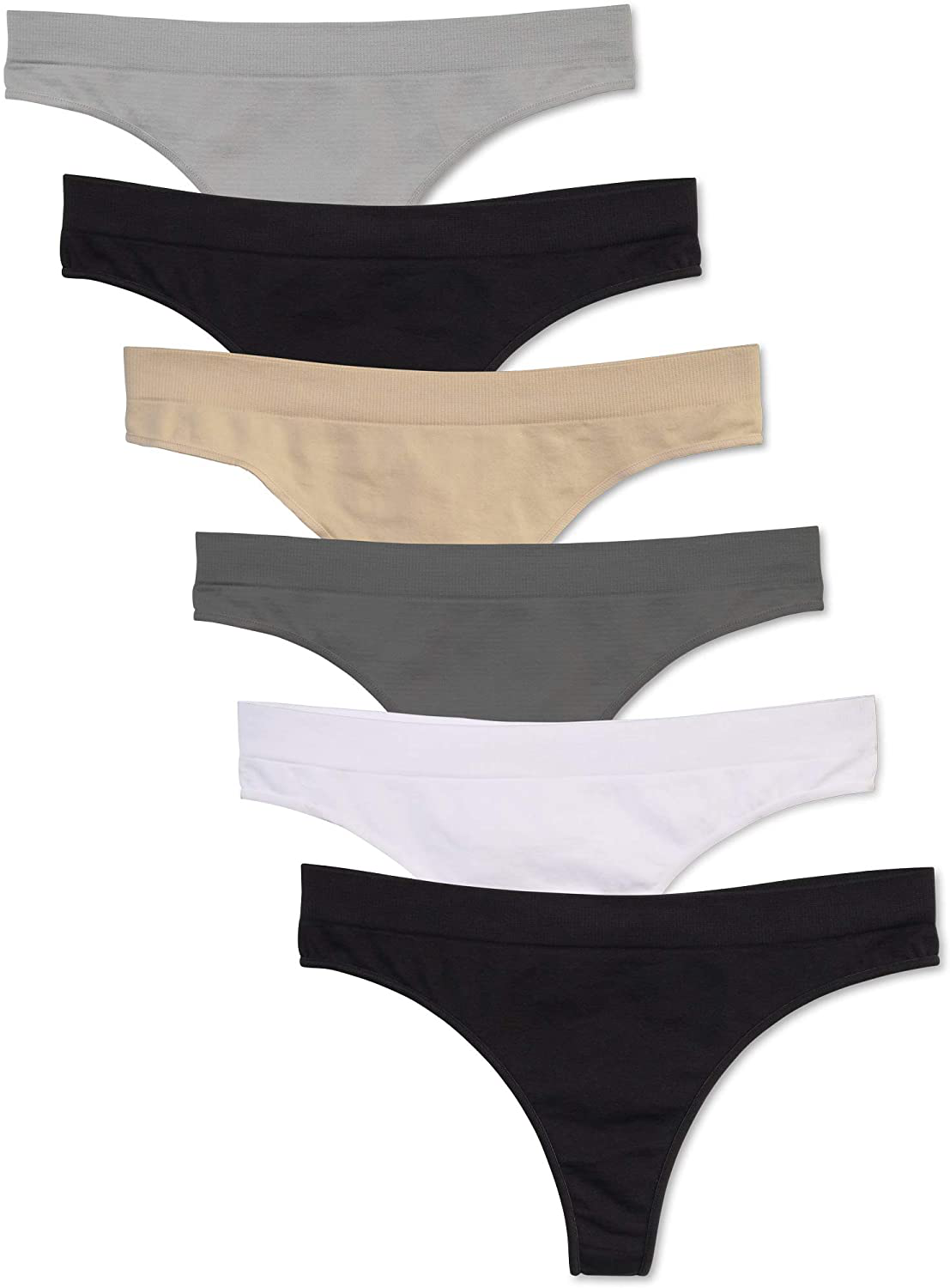 Kalon 6 Pack Women's Nylon Spandex Thong Underwear Apparel & Accessories > Clothing > Underwear & Socks > Underwear Kalon Basics X-Small 