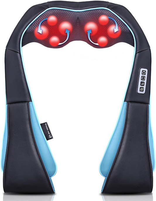 Neck Shoulder Back Massager with Heat - Shiatsu Neck Massager Present, Gift for Men / Women / Mom / Dad - Deep Kneading Massage for Neck, Back, Shoulder, Waist, Leg, Feet and Muscle Arts & Entertainment > Party & Celebration > Gift Giving Mo Cuishle Blue  