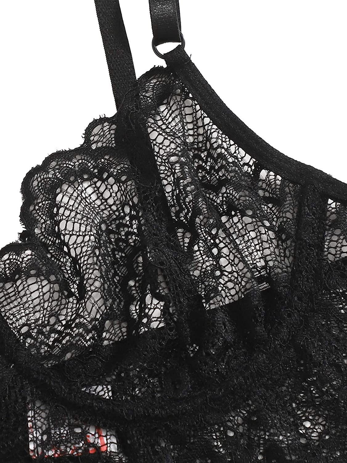 Shein Women'S 3 Piece Floral Lace Lingerie Set with Garter Belts Sexy Bra and Panty Apparel & Accessories > Clothing > Underwear & Socks > Lingerie SheIn   
