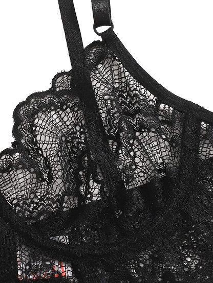 Shein Women'S 3 Piece Floral Lace Lingerie Set with Garter Belts Sexy Bra and Panty Apparel & Accessories > Clothing > Underwear & Socks > Lingerie SheIn   