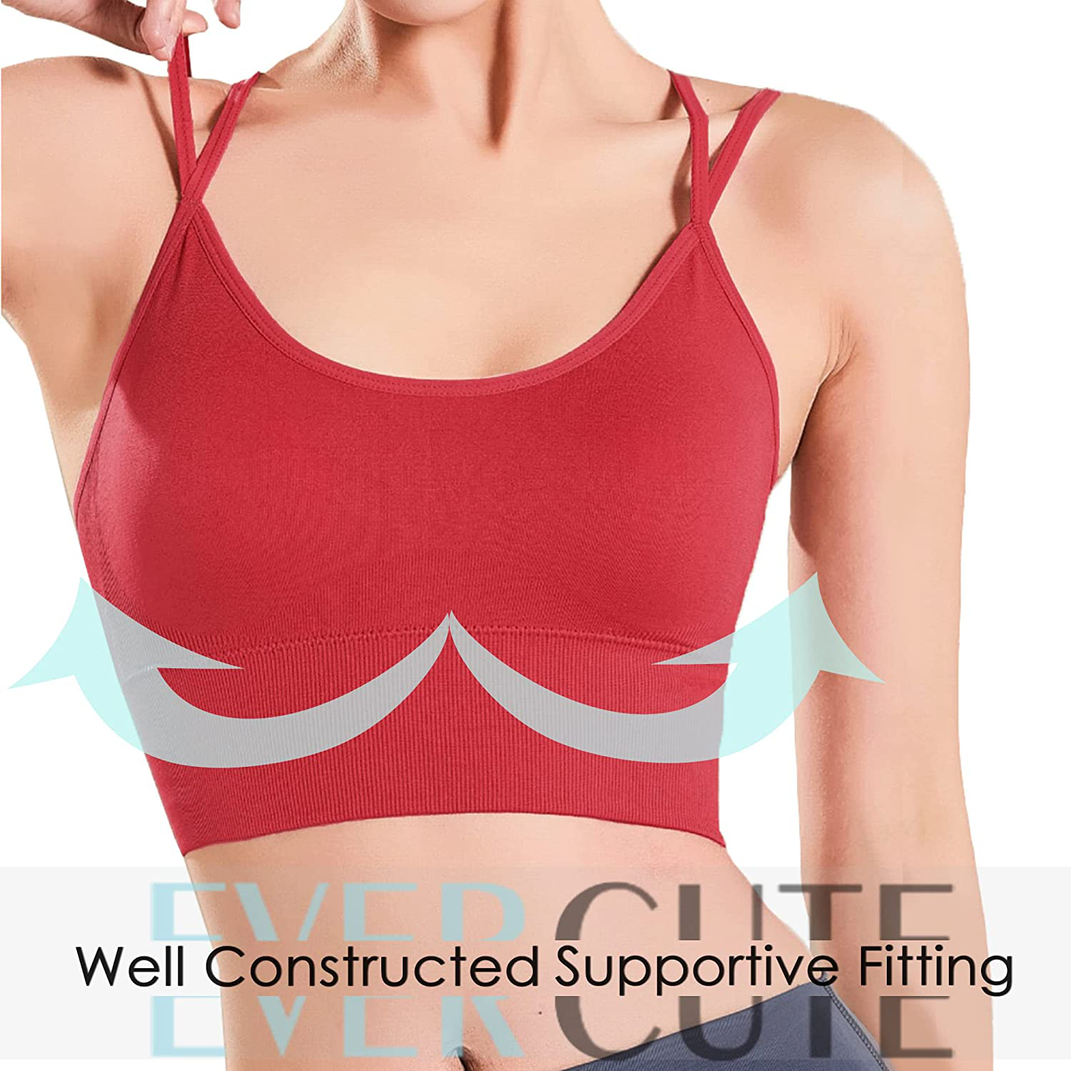 Evercute Cross Back Sport Bras Padded Strappy Criss Cross Cropped Bras for Yoga Workout Fitness Low Impact Apparel & Accessories > Clothing > Underwear & Socks > Bras Kylie Max   