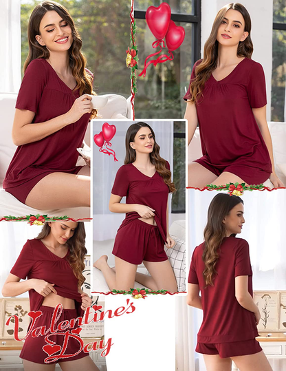 Avidlove Women'S Shorts Pajama Set Short Sleeve Sleepwear Nightwear Pjs S-XXL Apparel & Accessories > Clothing > Sleepwear & Loungewear Kylie Max   
