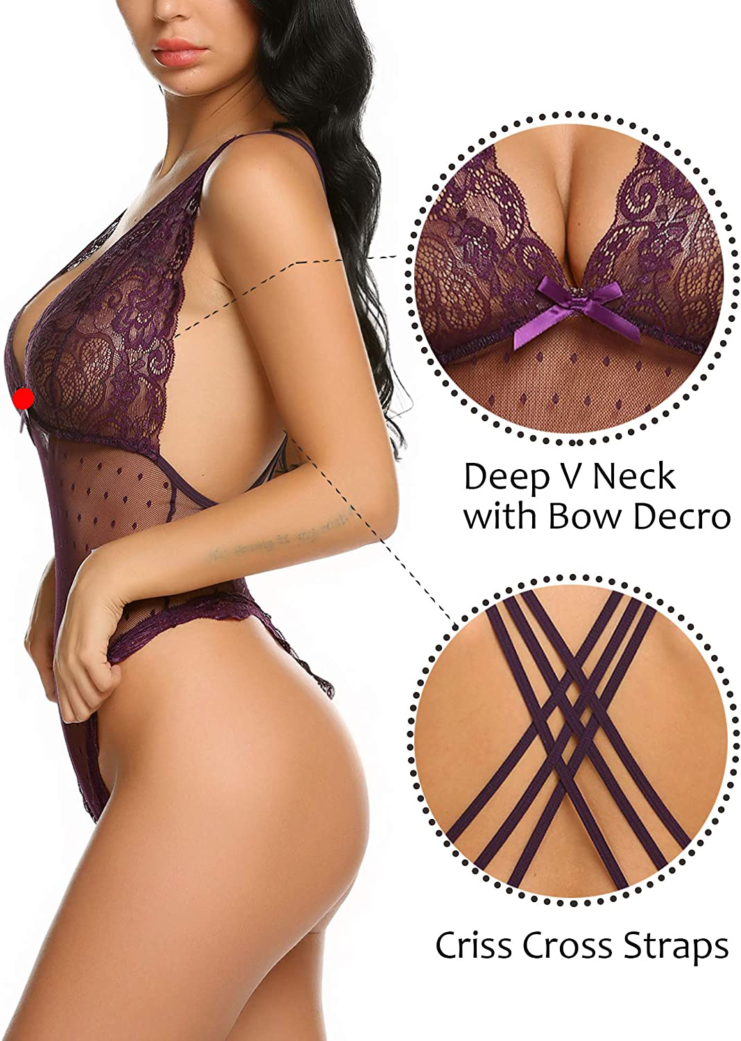 Avidlove Women Teddy Lingerie One Piece Bodysuit Lingerie Apparel & Accessories > Clothing > Underwear & Socks > Lingerie Kylie Max   
