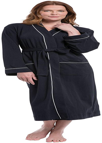 Pajamagram Long Women'S Cotton Robes - Soft Robe Womens Apparel & Accessories > Clothing > Sleepwear & Loungewear > Robes PajamaGram Black Large 