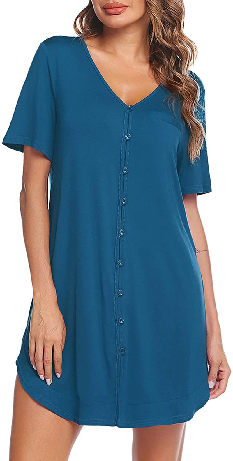 Avidlove Women'S Nightshirt Short Sleeve Button down Nightgown V-Neck Boyfriend Sleepshirt Pajama Dress Apparel & Accessories > Clothing > Sleepwear & Loungewear > Nightgowns Kylie Max   
