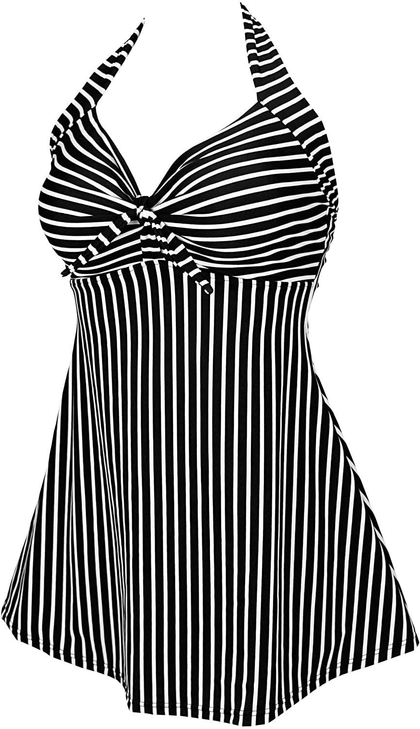 COCOSHIP Vintage Sailor Pin up Swimsuit Retro One Piece Skirtini Cover up Swimdress(Fba) Apparel & Accessories > Clothing > Swimwear Kylie Max   