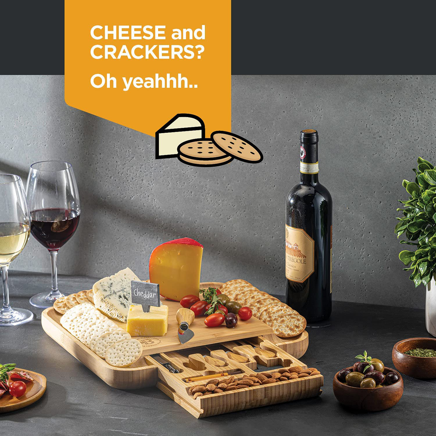 Cheese Board and Knife Set - Unique Gift for Wedding, Housewarming, Bridal Shower, Birthday Arts & Entertainment > Party & Celebration > Gift Giving Bambüsi   