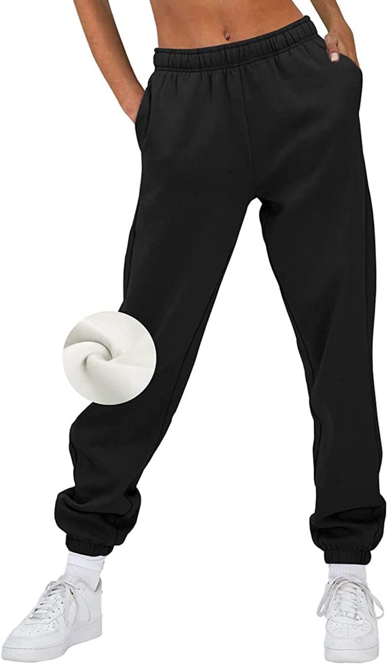 EFAN Womens Fleece Sweatpants Warm Baggy Pants Comfy Oversized Fall Joggers High Waisted Cotton Lounge with Pockets Apparel & Accessories > Clothing > Activewear Kylie Max   