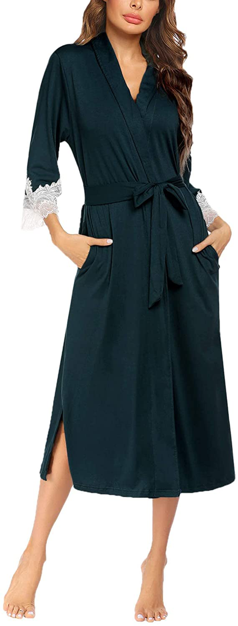 Ekouaer Women Kimono Robes Lightweight Robe Long Knit Bathrobe Soft Sleepwear Ladies Loungewear S-XXL Apparel & Accessories > Clothing > Sleepwear & Loungewear > Robes Ekouaer   