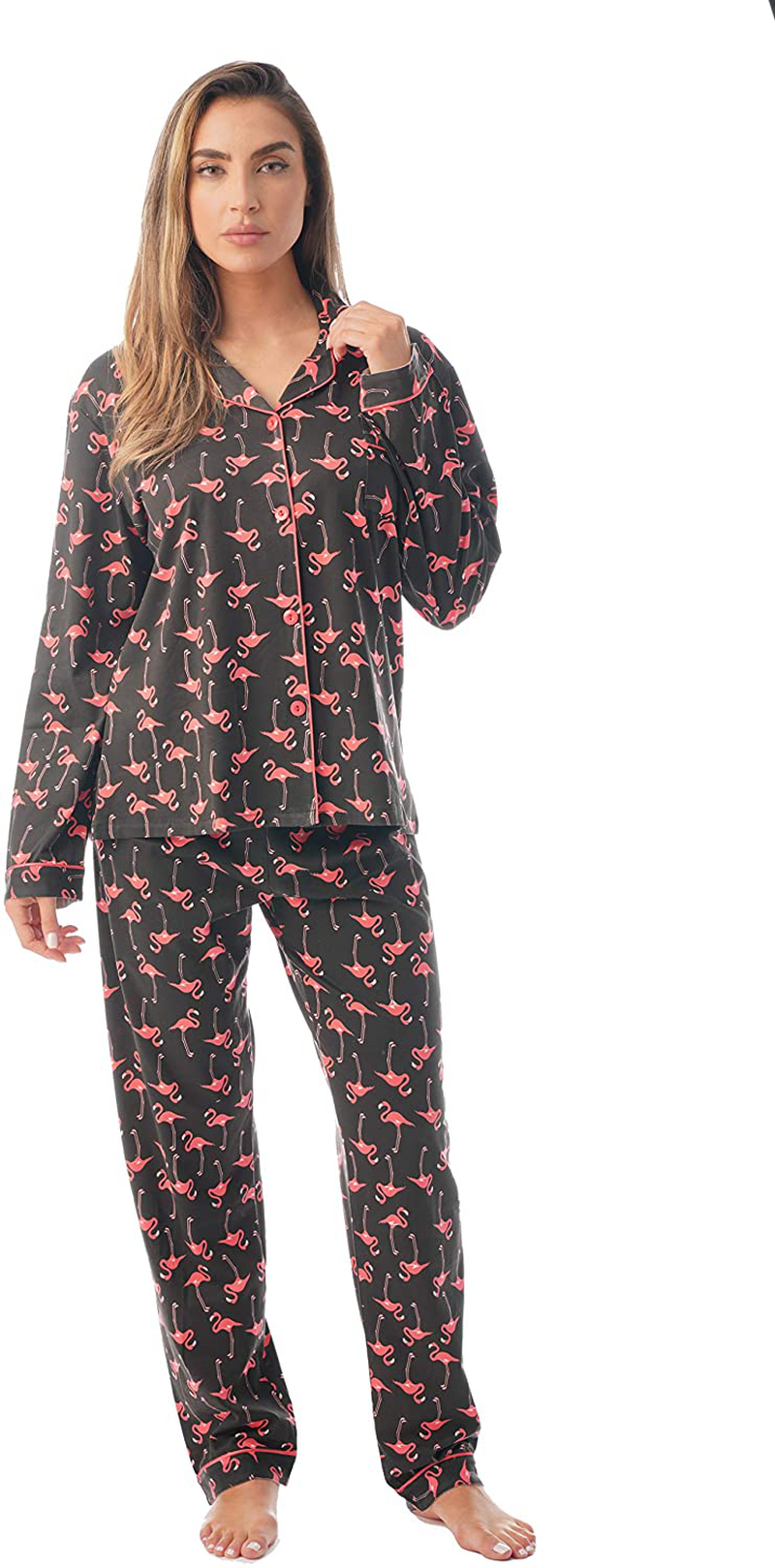 Just Love Long Sleeve Flannel Pajama Sets for Women Apparel & Accessories > Clothing > Sleepwear & Loungewear > Pajamas Just Love Black - Sophisticated Flamingo Large 