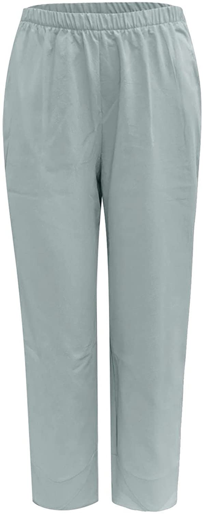Burband Womens Summer Baggy Cotton Linen Cropped Work Pants Casual Drawstring Loose Beach Yoga Harem Pants plus Size S-6XL Apparel & Accessories > Clothing > Underwear & Socks > Shapewear Burband   