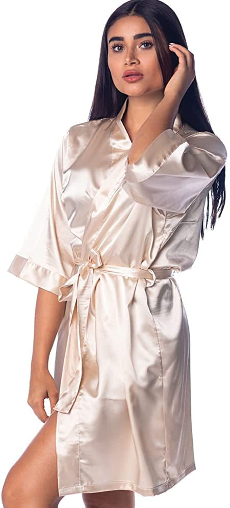 Pretty Robes Silk Satin Robes for Women Short Kimono Robe for Brides and Bridesmaids Wedding and Bridal Party Loungewear Apparel & Accessories > Clothing > Sleepwear & Loungewear > Robes Pretty Robes   