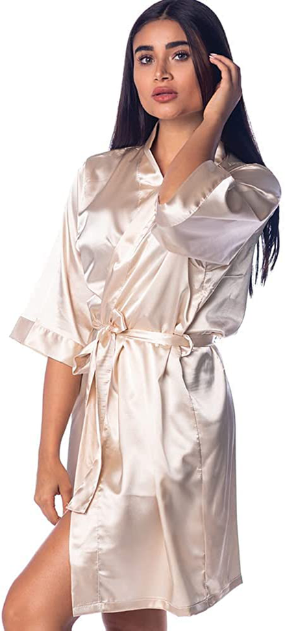 Pretty Robes Silk Satin Robes for Women Short Kimono Robe for Brides and Bridesmaids Wedding and Bridal Party Loungewear Apparel & Accessories > Clothing > Sleepwear & Loungewear > Robes Pretty Robes   