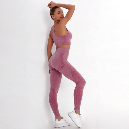 Burband Womens Ribbed Seamless Yoga Outfits 2 Piece Tracksuits Sports Bra Seamless Leggings Yoga Gym Workout Set Activewear Apparel & Accessories > Clothing > Underwear & Socks > Shapewear Burband   