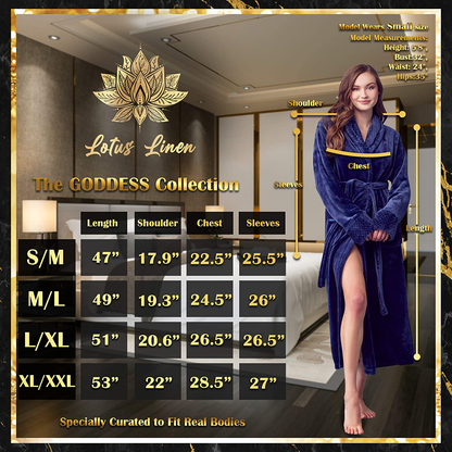 LOTUS LINEN Women Soft Plush Robes - GODDESS - Fluffy Robe for Women -Long Fleece Spa Bathrobes Apparel & Accessories > Clothing > Sleepwear & Loungewear > Robes Kylie Max   
