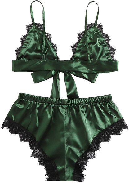Sweatyrocks Women'S Lace Trim Underwear Lingerie Straps Bralette and Panty Set Apparel & Accessories > Clothing > Sleepwear & Loungewear Kylie Max   