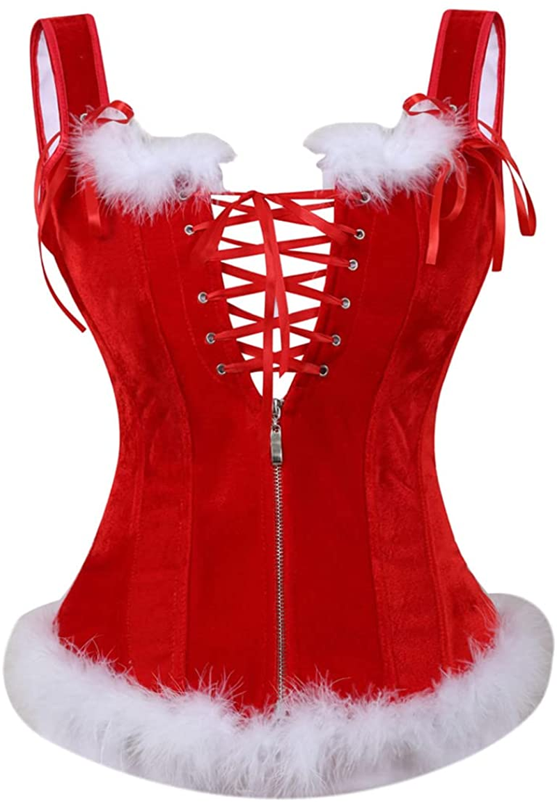 Christmas Lingerie Corset Top Christmas Outfits for Women Red Corset Lingerie Apparel & Accessories > Clothing > Underwear & Socks > Lingerie frawirshau Red-8126 X-Large 