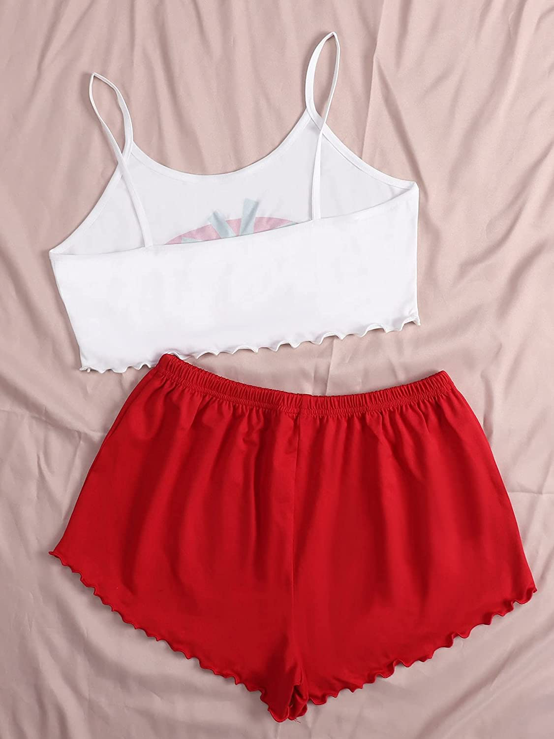 Romwe Women'S Cute 2 Piece Pajama Set Sleeveless Cami Top and Shorts Pj Set Loungewear Apparel & Accessories > Clothing > Sleepwear & Loungewear Kylie Max   