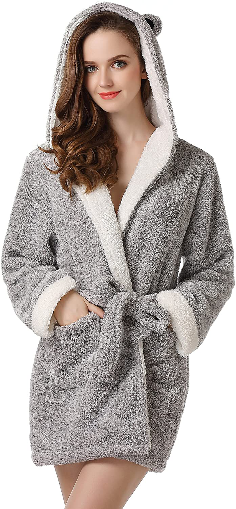Richie House Women'S Plush Fleece Robe, Warm Fleece Bathrobe Size S-XL Apparel & Accessories > Clothing > Sleepwear & Loungewear > Robes Kylie Max   