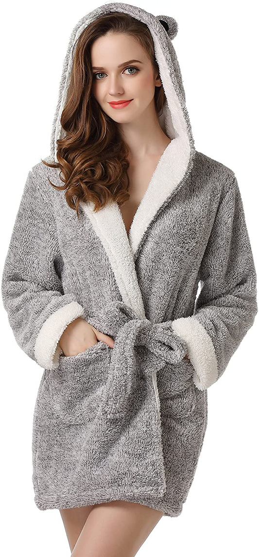 Richie House Women'S Plush Fleece Robe, Warm Fleece Bathrobe Size S-XL Apparel & Accessories > Clothing > Sleepwear & Loungewear > Robes Kylie Max   