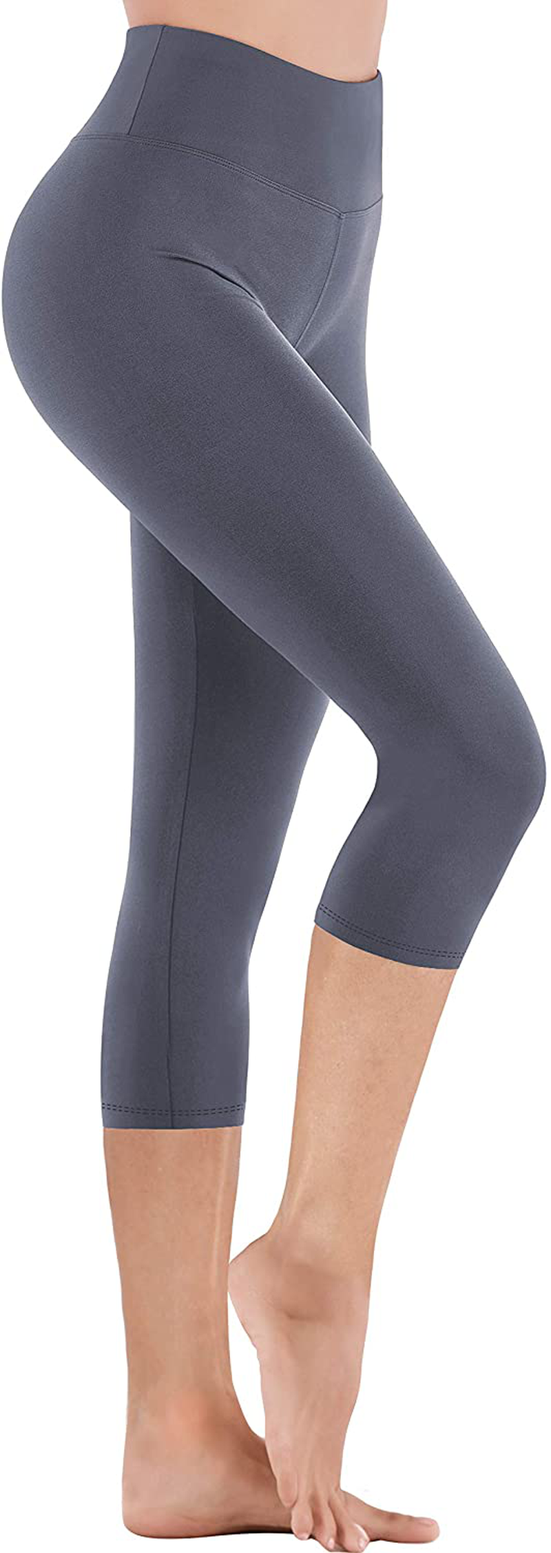 IUGA High Waisted Leggings for Women Workout Leggings with Inner Pocket Yoga Pants for Women Apparel & Accessories > Clothing > Activewear IUGA Gray Capris Small 