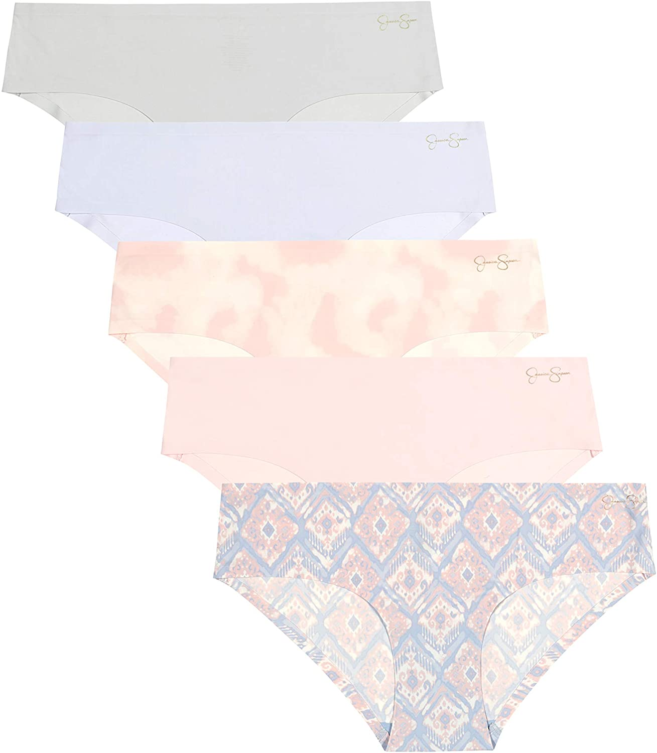 Jessica Simpson Women'S Underwear - Seamless Hipster Briefs (3/5/6 Pack) Apparel & Accessories > Clothing > Underwear & Socks > Underwear Jessica Simpson (5-pack) Ikat Print/Egret/Tie Dye/Blue/Micro Chip X-Large 