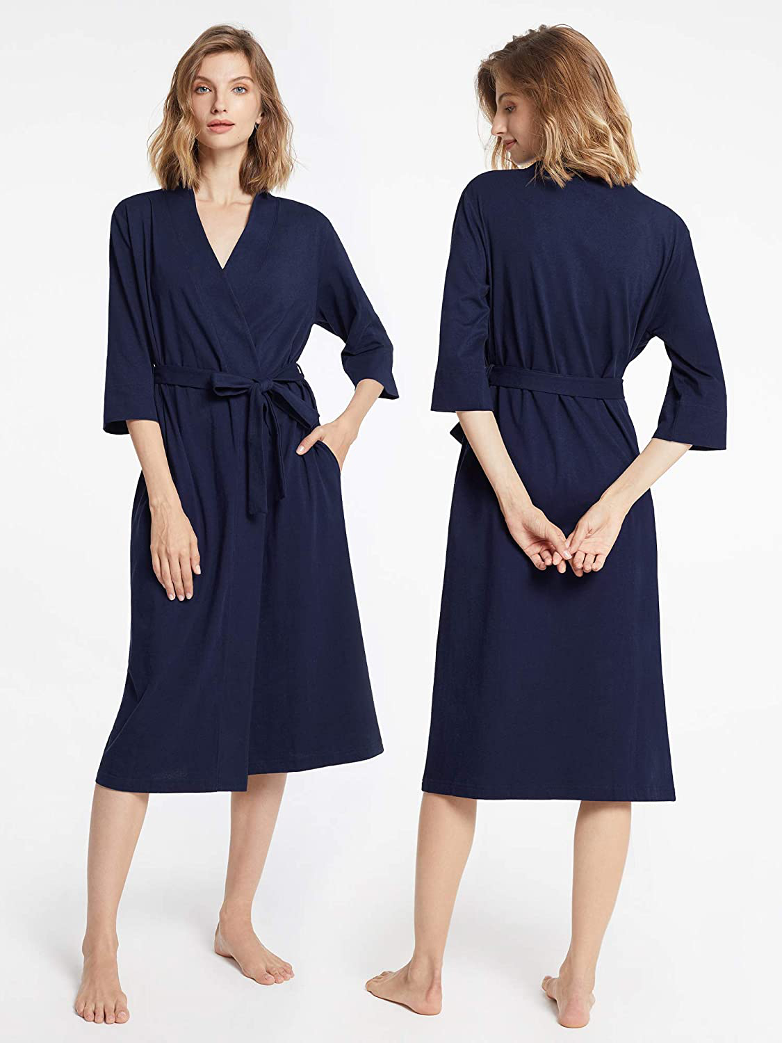 SIORO Women Cotton Kimono Robe Lightweight Robes Summer Fall Long Knit Bathrobe Soft Gowns Sleepwear Ladies Nightwear XS-3XL Apparel & Accessories > Clothing > Sleepwear & Loungewear > Robes KYLIE MAX   