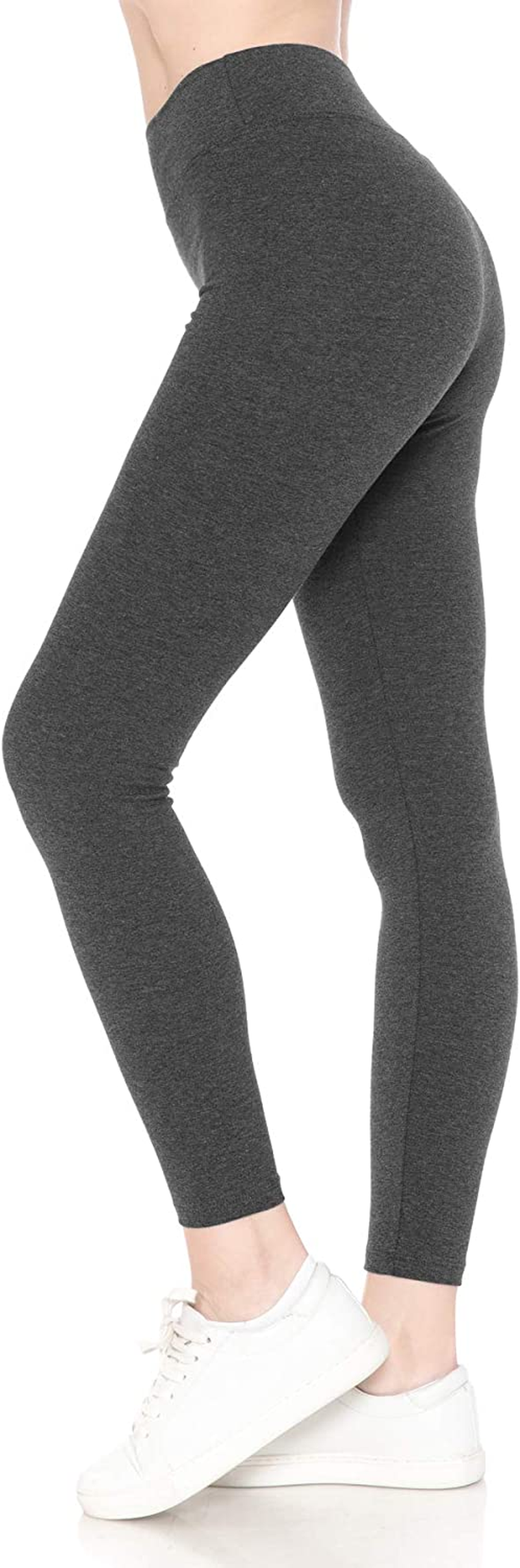 Leggings Depot Cotton Women'S Premium Quality Ultra Soft Solid Leggings Apparel & Accessories > Clothing > Underwear & Socks > Shapewear LEGGINGS DEPOT Cotton-yoga Charcoal 1X 