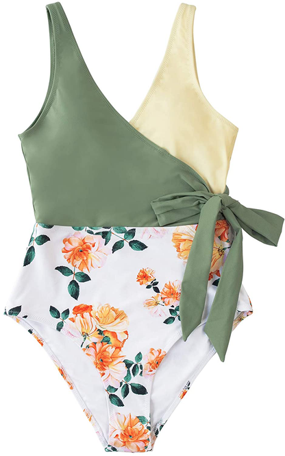 CUPSHE Women'S One Piece Swimsuit Wrap Color Block Tie Side Bathing Suit Apparel & Accessories > Clothing > Swimwear Kylie Max   