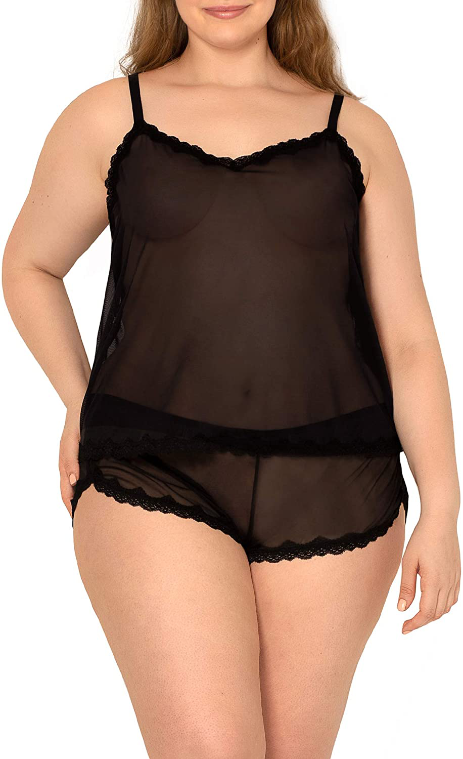 Smart & Sexy Women'S Mesh Cami & Shorts Sleep Set Apparel & Accessories > Clothing > Sleepwear & Loungewear Kylie Max   