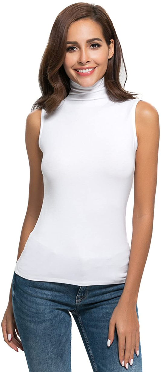 Nasperee Women Sleeveless Mock Turtleneck Tank Tops Slim Fit Stretchy Layer Tee Shirts Apparel & Accessories > Clothing > Activewear Kylie Max   