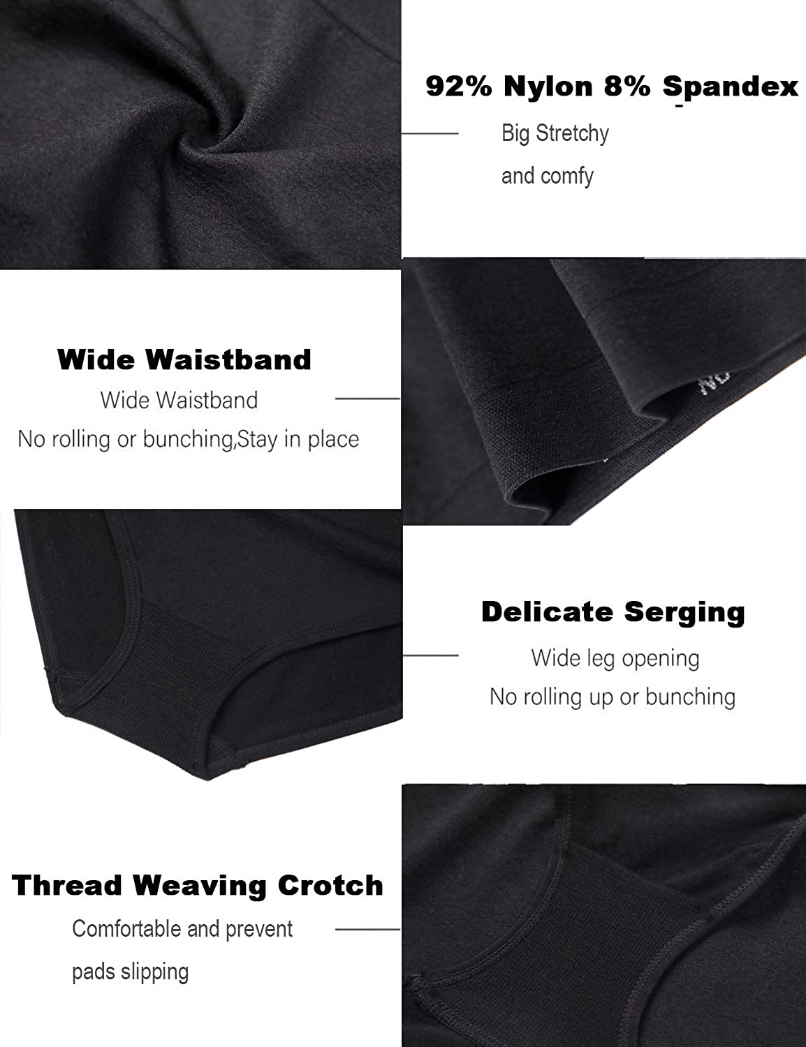 Areke Womens Bikini Panties Seamless Underwear, Soft Stretch Cheekini Hipster Briefs 6 Pack  Areke   