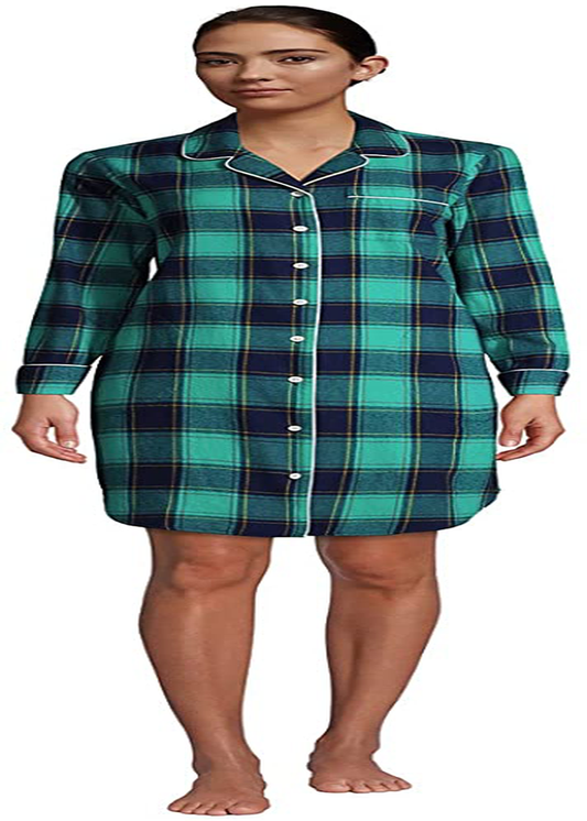 Lands' End Women'S Long Sleeve Print Flannel Nightshirt Apparel & Accessories > Clothing > Sleepwear & Loungewear > Nightgowns Kylie Max   
