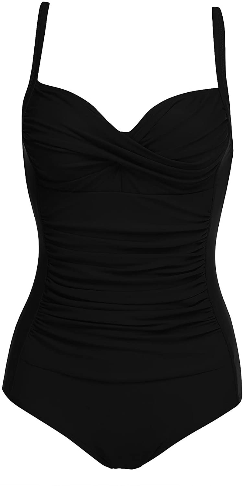 Ekouaer Womens One Piece Swimsuit Elegant Inspired Vintage Pin up Monokinis Tummy Control Swimwear Shirred Bathing Suits Apparel & Accessories > Clothing > Swimwear Kylie Max   