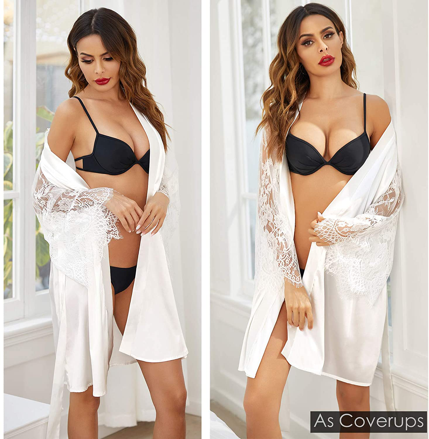 Avidlove Women'S Satin Kimono Robe for Bridesmaid and Bride Wedding Party Getting Ready Short Robe Apparel & Accessories > Clothing > Sleepwear & Loungewear > Robes Avidlove   