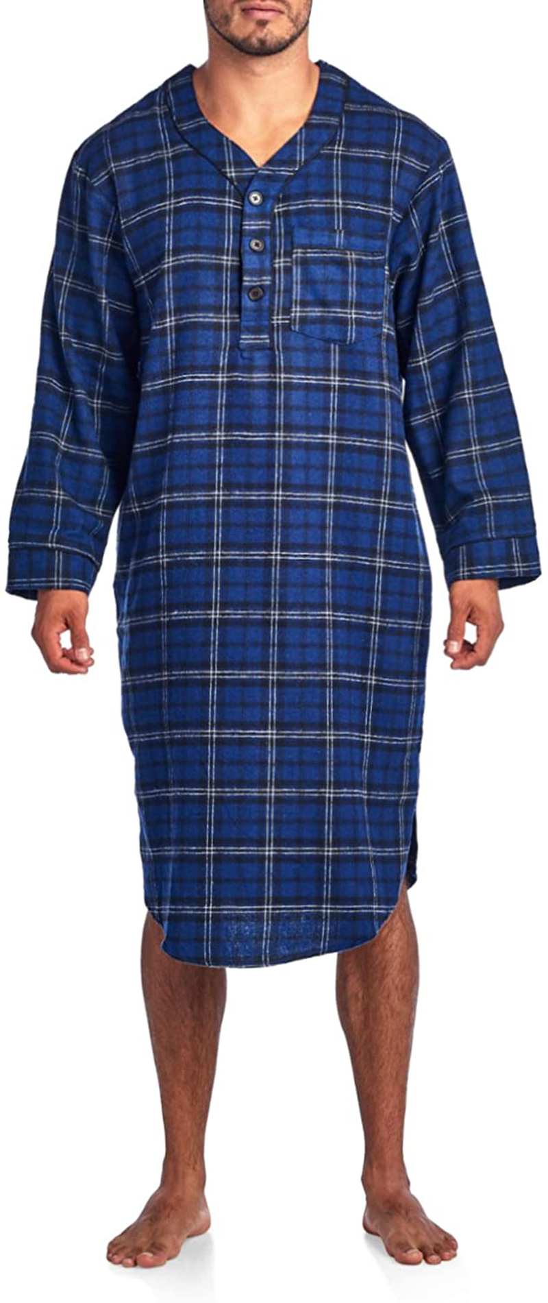 Ashford & Brooks Mens Flannel Plaid Long Sleep Shirt Henley Nightshirt Apparel & Accessories > Clothing > Sleepwear & Loungewear > Nightgowns Kylie Max   