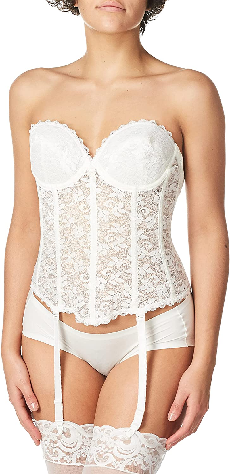 CARNIVAL Womens Low Plunge Backless Lace Corset Bra Apparel & Accessories > Clothing > Underwear & Socks > Lingerie Carnival   