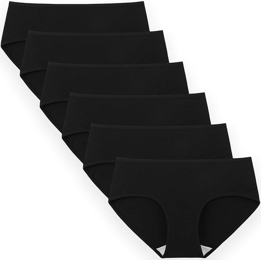 INNERSY Womens Underwear Cotton Hipster Panties Regular & plus Size 6-Pack Apparel & Accessories > Clothing > Underwear & Socks > Underwear INNERSY Black Small 