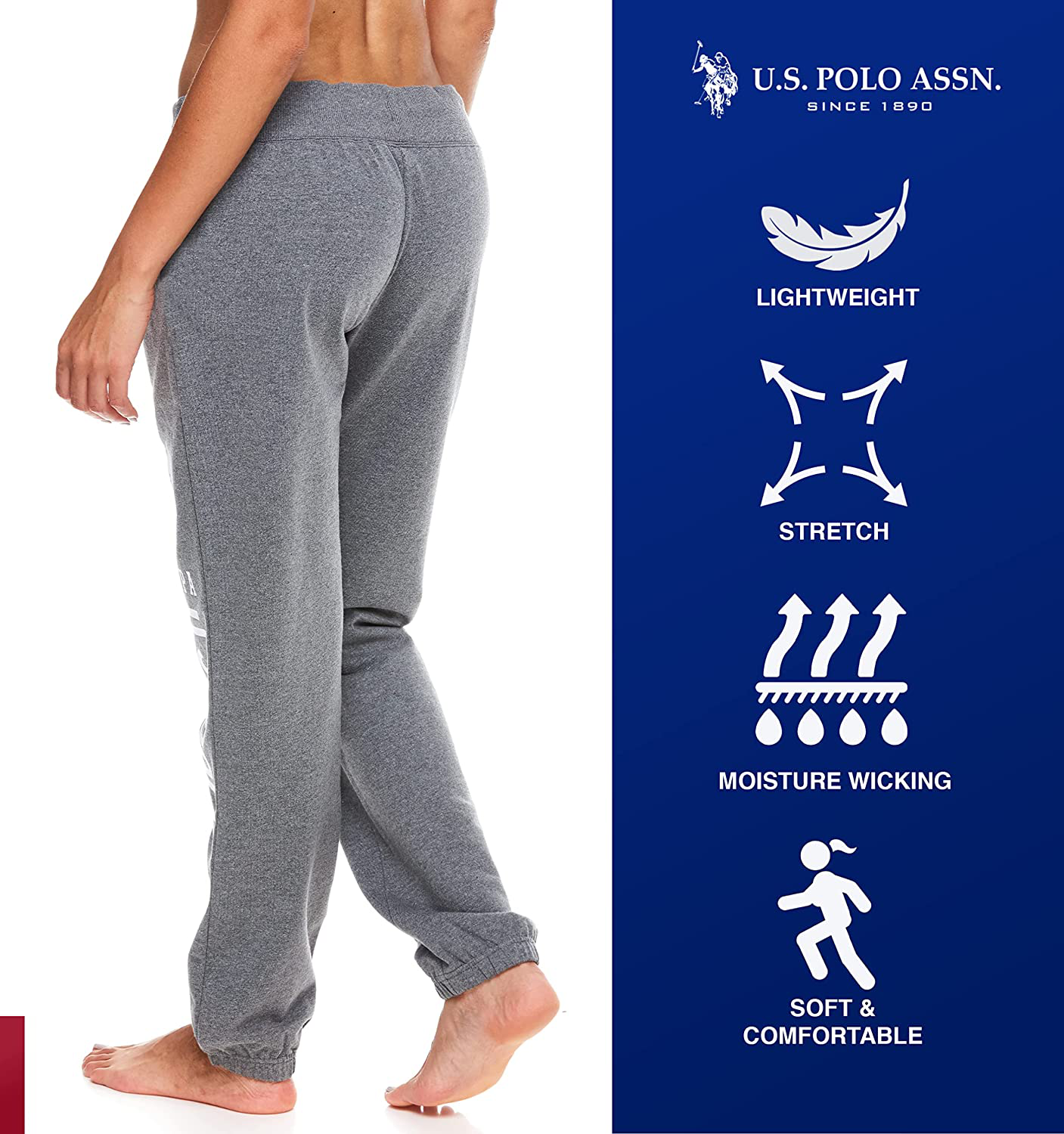 U.S. Polo Assn. Essentials Womens French Terry Joggers – Sweatpants for Women Apparel & Accessories > Clothing > Activewear Kylie Max   