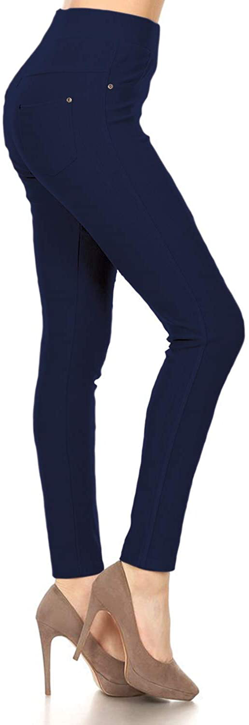 Leggings Depot Premium Quality Women's Cotton Blend Stretch Pull-on Jeggings with Pockets Apparel & Accessories > Clothing > Activewear LEGGINGS DEPOT Denim Blue 1X-2X 