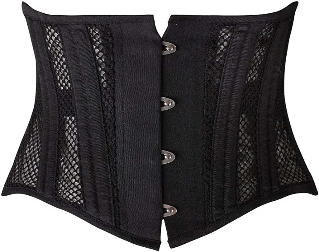 SHAPERX Women'S 26 Steel Boned Corset Short Torso Heavy Duty Waist Training Corsets Apparel & Accessories > Clothing > Underwear & Socks > Lingerie SHAPERX Black Mesh Large 