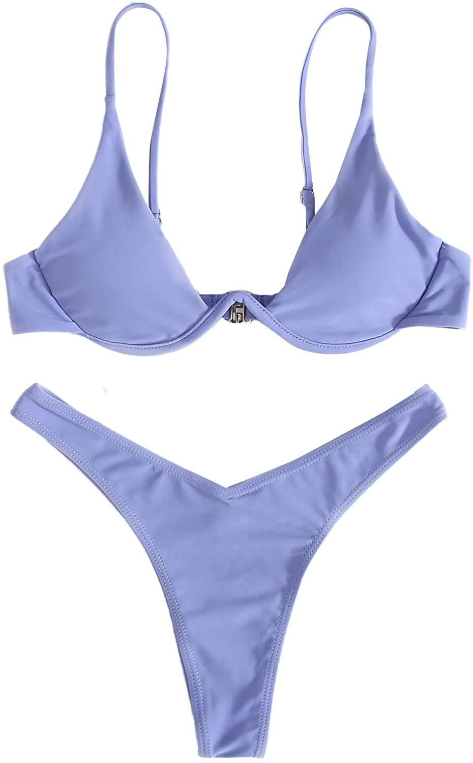 Verdusa Women'S Sexy Triangle Bathing Two Pieces Swimsuit Bikini Set Apparel & Accessories > Clothing > Underwear & Socks > Underwear Verdusa Violet Tulip Medium 