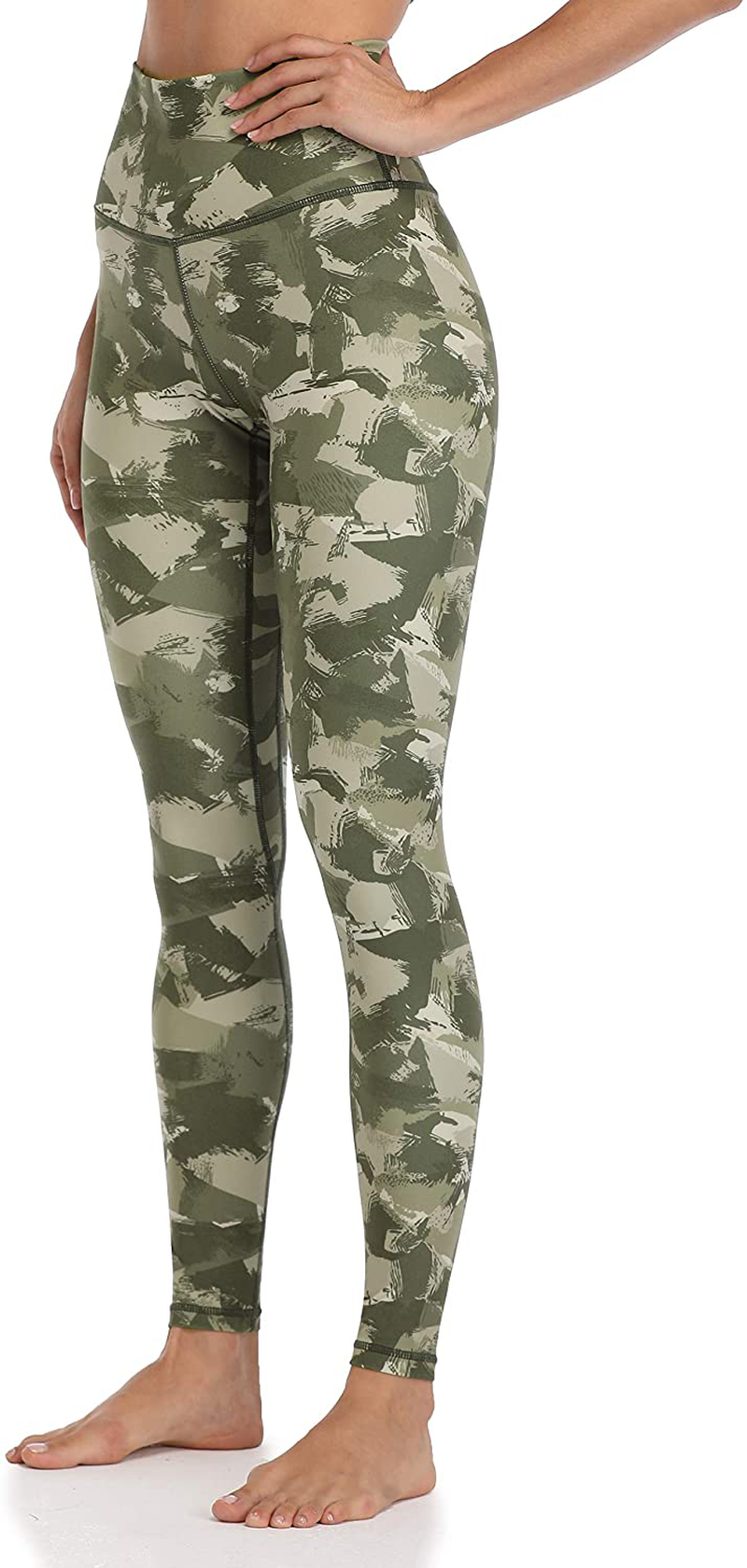 Colorfulkoala Women's High Waisted Pattern Leggings Full-length Yoga Pants Apparel & Accessories > Clothing > Activewear Colorfulkoala Green & Beige Mixed Splinter Camo Medium 