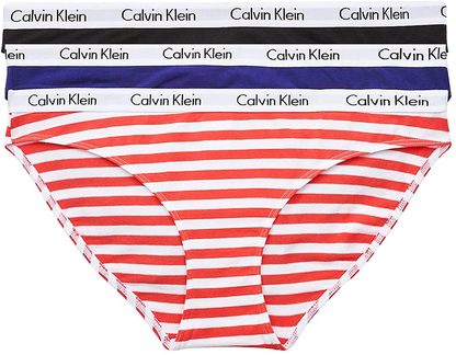 Calvin Klein Women'S Carousel Logo Cotton Bikini Panty Apparel & Accessories > Clothing > Underwear & Socks > Underwear Calvin Klein Rainer Stripe_strawberry Shake/Royalty/Black 3 Large