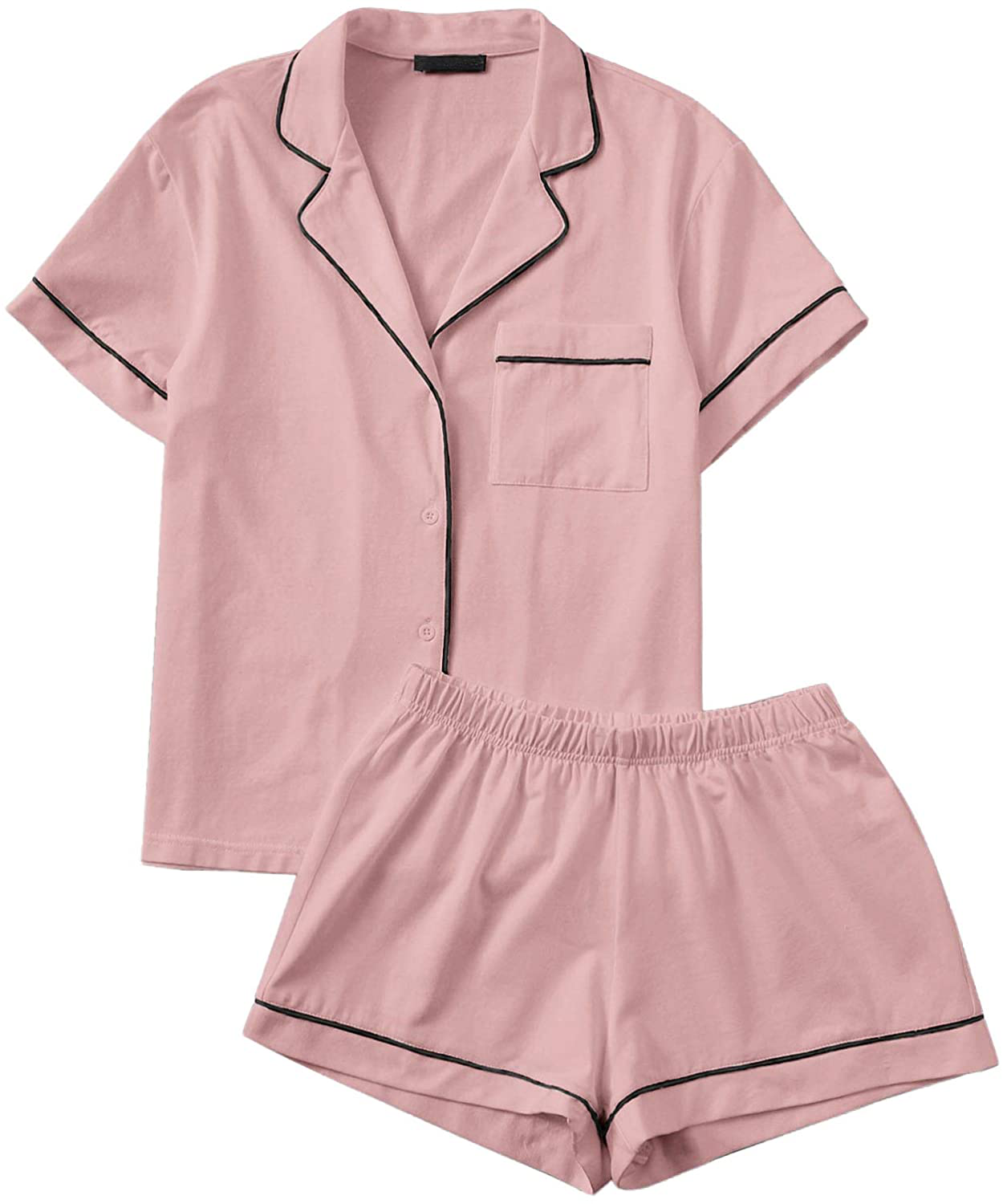 Floerns Women's Notch Collar Short Sleeve Sleepwear Two Piece Pajama Set Apparel & Accessories > Clothing > Sleepwear & Loungewear > Pajamas Floerns   